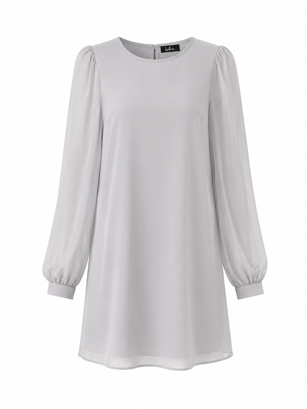 Lulu's Light Gray Long-Sleeve Shift Dress